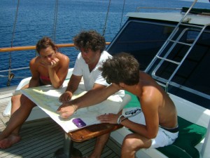 Planning gulet cruise itinerary on board